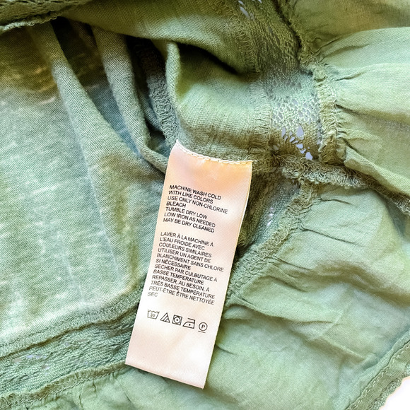 NEW Free People Fall In Love Lace Ruffle Tee Washed Army Green Womens Size M NWT - Picture 15 of 17